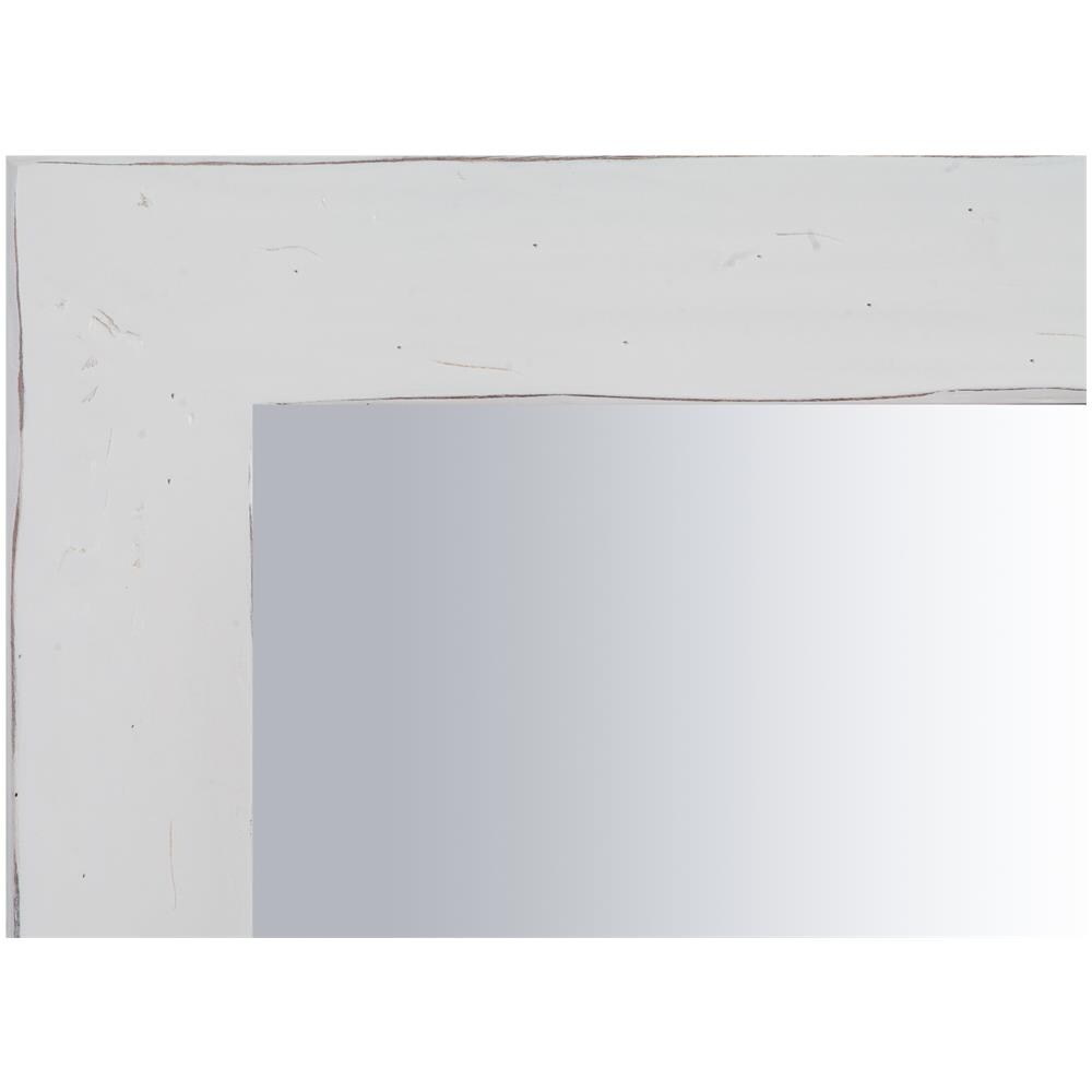 Specchiera Quadrata A Muro In Legno Massello Di Tiglio Finitura Bianca Anticata 80x3x80 Cm - Foto 1