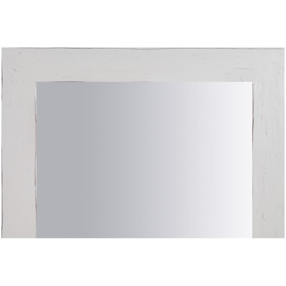 Specchiera Quadrata A Muro In Legno Massello Di Tiglio Finitura Bianca Anticata 80x3x80 Cm - Foto 2