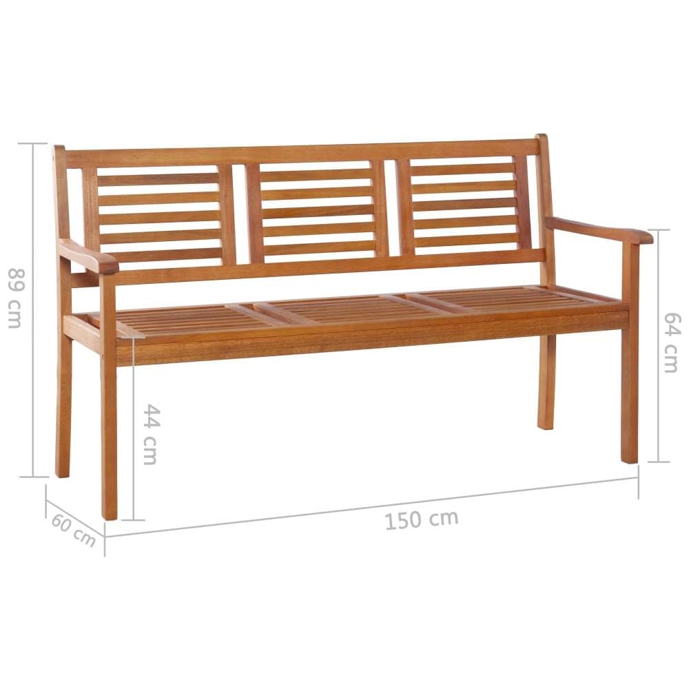 Panchina da Giardino 3 Posti 150 cm Legno Massello di Eucalipto - Foto 5