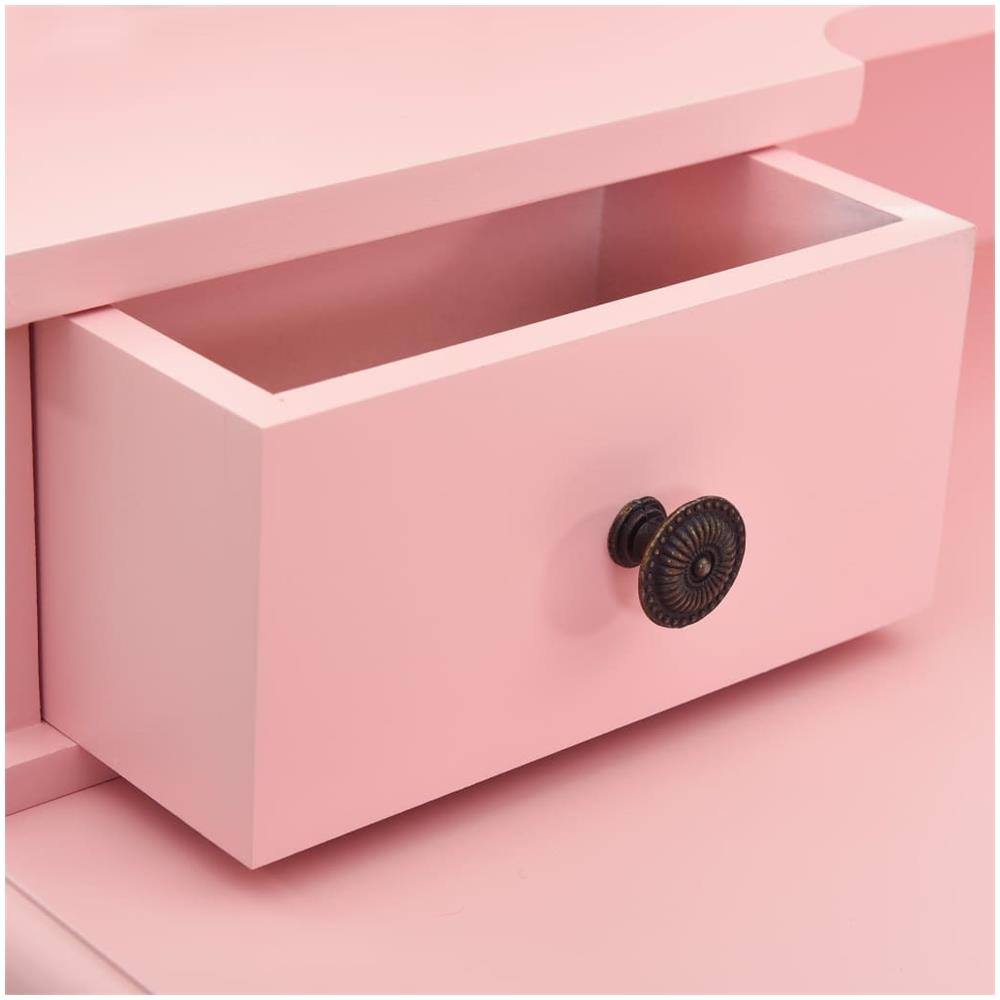 Tavolo Da Trucco Con Sgabello Rosa 80x69x141 Cm Legno Paulownia - Foto 2