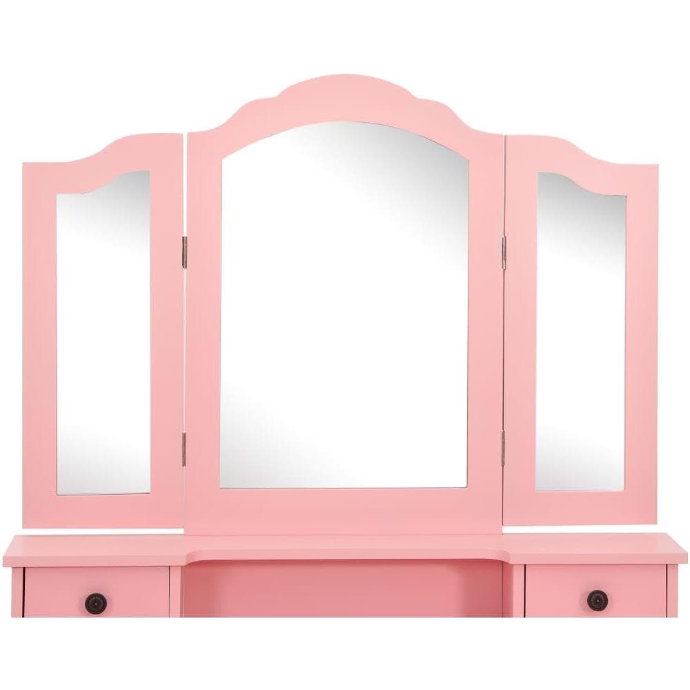 Tavolo Da Trucco Con Sgabello Rosa 80x69x141 Cm Legno Paulownia - Foto 8