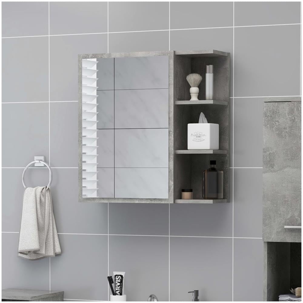 Mobile Bagno Specchio Grigio Cemento 62,5x20,5x64cm Multistrato - Foto 1