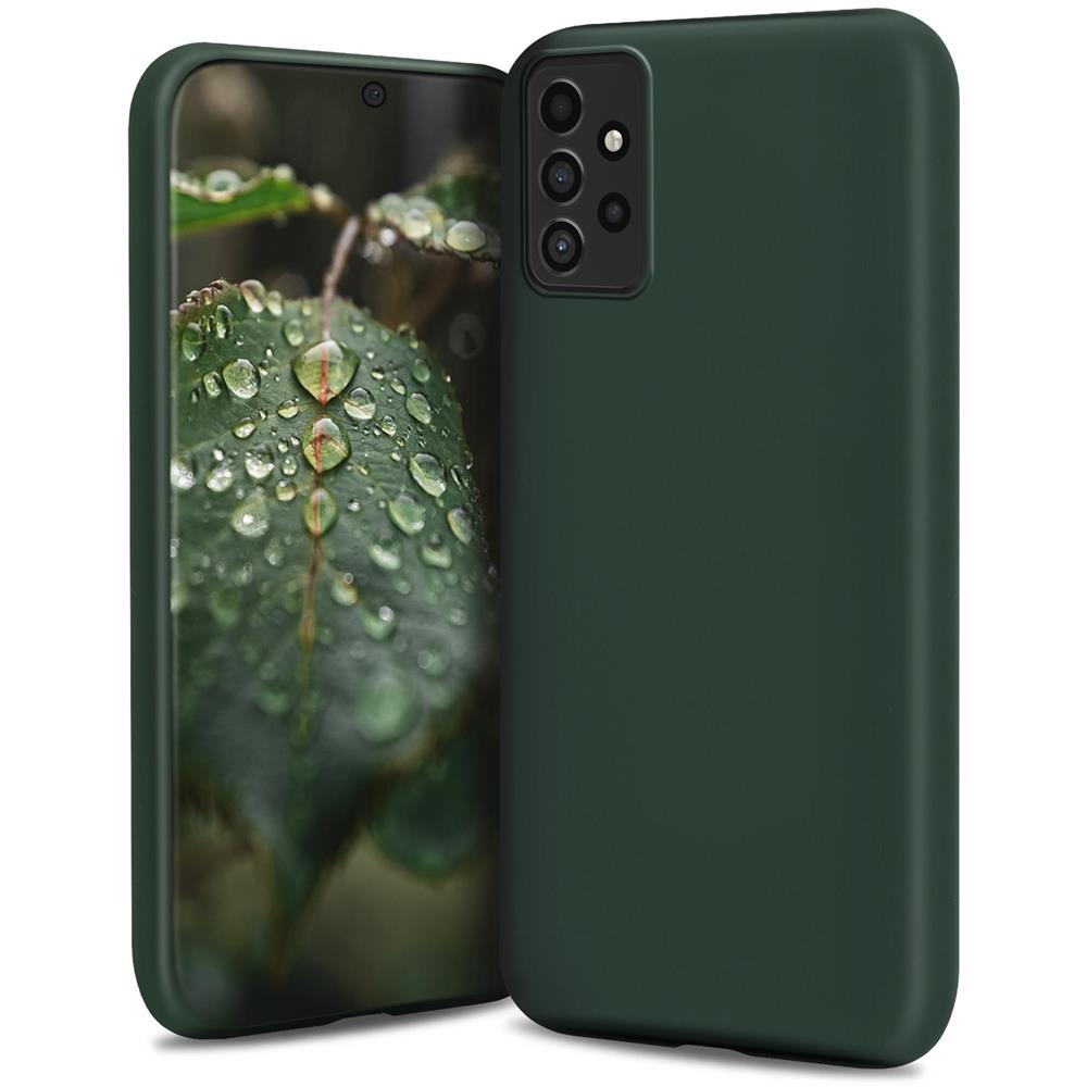 Lifestyle. Cover Per Samsung A52, Samsung A52 5g, Verde Scuro - Custodia In Silicone Premium Con Finitura Opaca E Fodera Morbida In Microfibra, Phone Case Cover Leggero - Foto 1