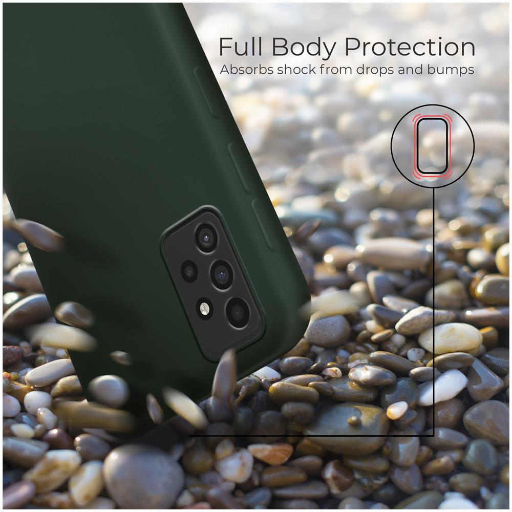 Lifestyle. Cover Per Samsung A52, Samsung A52 5g, Verde Scuro - Custodia In Silicone Premium Con Finitura Opaca E Fodera Morbida In Microfibra, Phone Case Cover Leggero - Foto 2