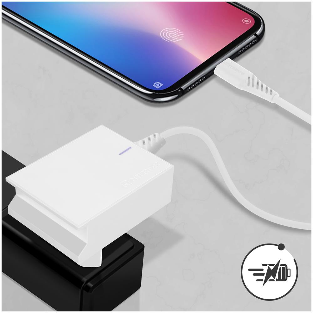 Caricatore Muro Doppio Usb 3a Smart Ic Cavo Usb-c Slim Bianco - Foto 5