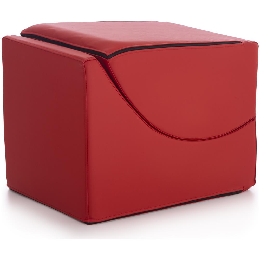 Clever pouf, Trasformabile in una chaise longue in ecopelle, colore rosso, Misure 100 x 70 x 50 cm - Foto 6