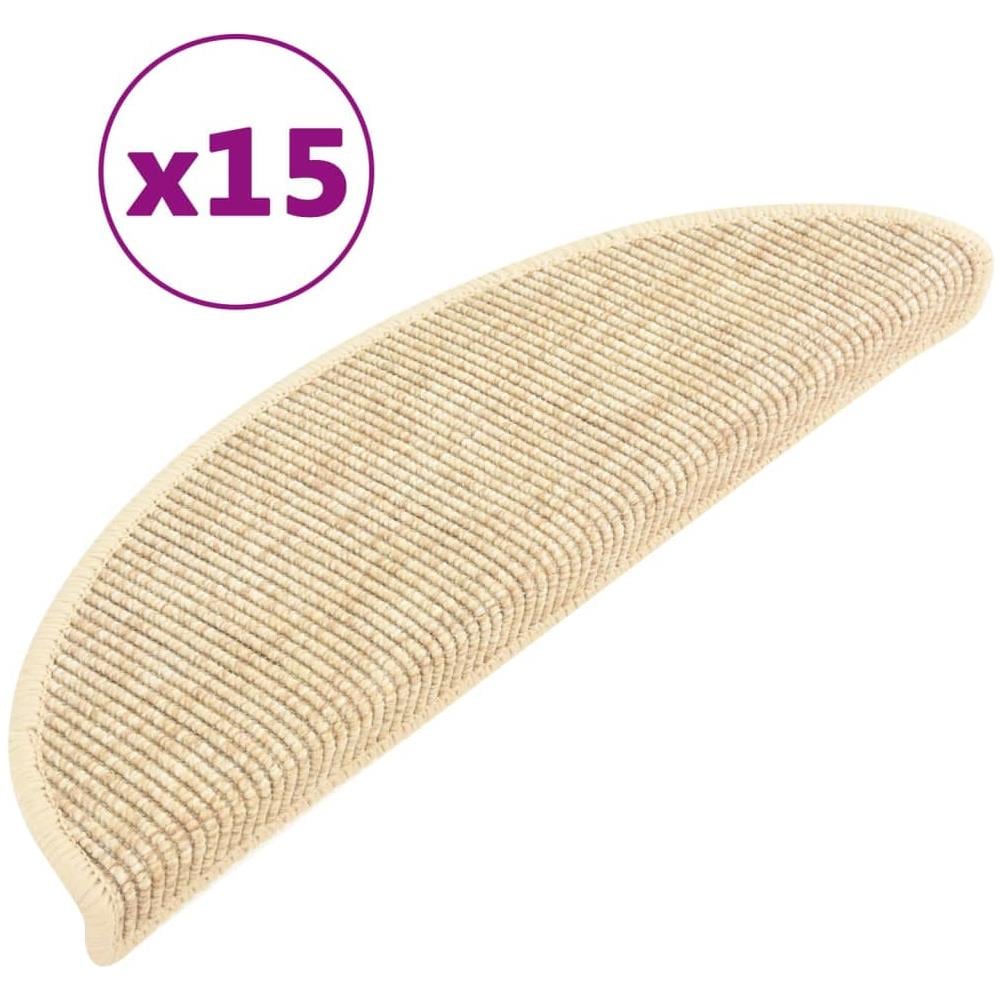 Tappeti Adesivi per Scale 15 pz 56x17x3 cm Beige Chiaro - Foto 1