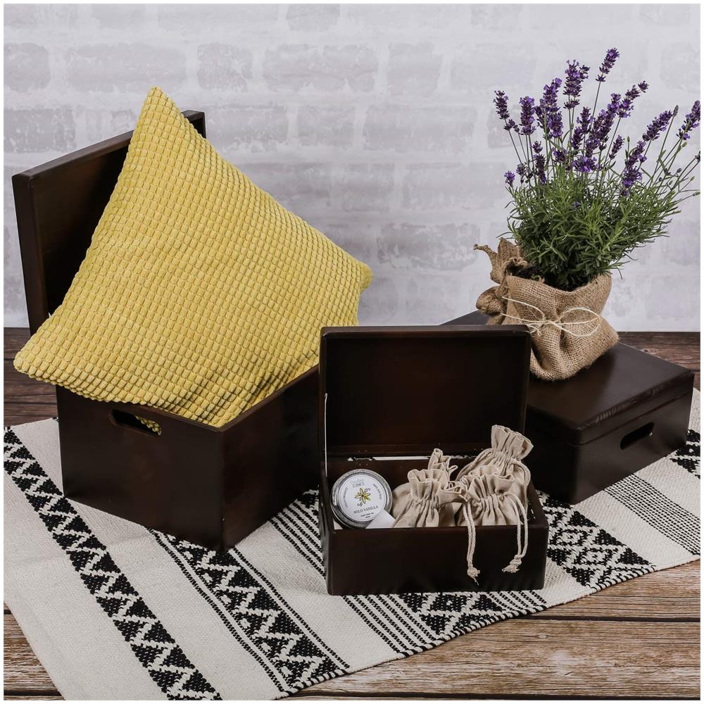 Marrone Grande Scatola In Legno | 30 X 20 X 14 Cm | Coperchio E Maniglie | Cassetta Conteniore Portaoggetti Portagiochi Cofanetto Documenti Attrezzi | Perfetta Per Decoupage E Decorare - Foto 5