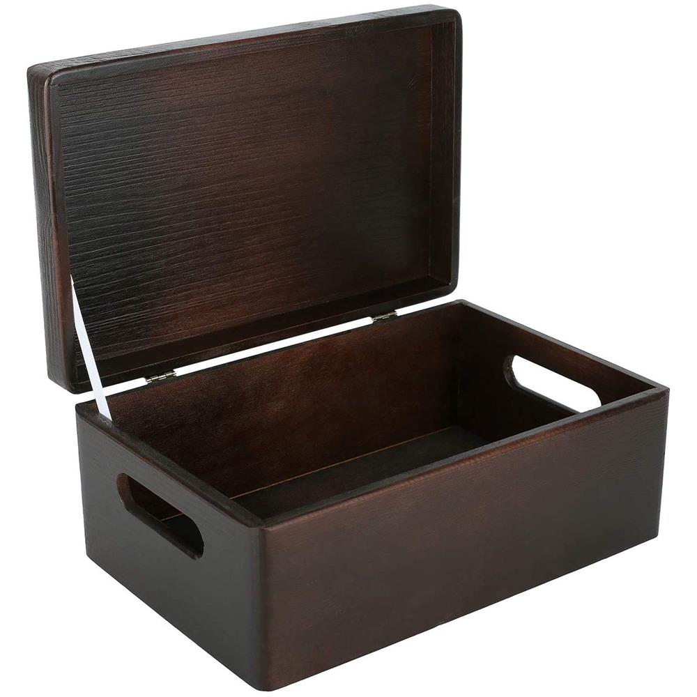 Marrone Grande Scatola In Legno | 30 X 20 X 14 Cm | Coperchio E Maniglie | Cassetta Conteniore Portaoggetti Portagiochi Cofanetto Documenti Attrezzi | Perfetta Per Decoupage E Decorare - Foto 1