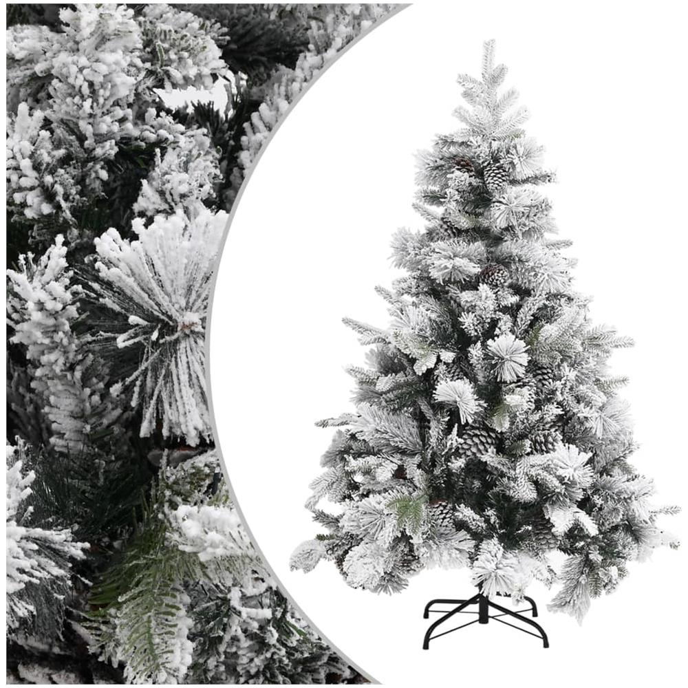 Albero Di Natale Con Neve Floccata E Pigne 150 Cm In Pvc E Pe - Foto 1