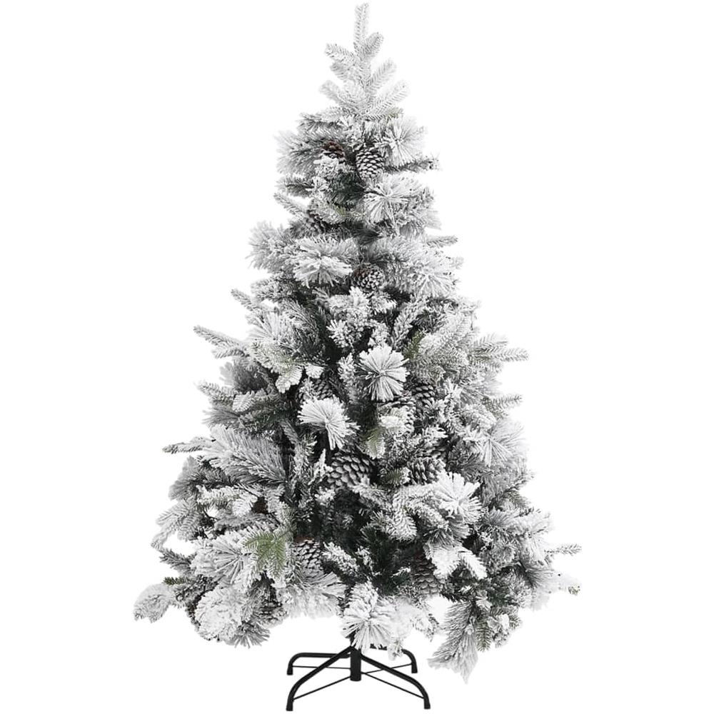 Albero Di Natale Con Neve Floccata E Pigne 150 Cm In Pvc E Pe - Foto 2