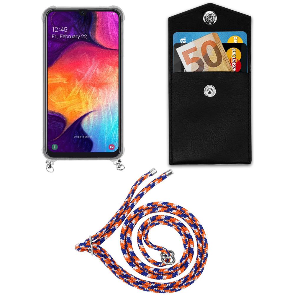 Catena Di Telefoni Cellulari Compatibile Con Samsung Galaxy A30s In Arancio Blu Bianco - Coperchio Protettivo In Silicone Con Anelli D'argento, Cinturino In Corda E Custodia Staccabile - Foto 8