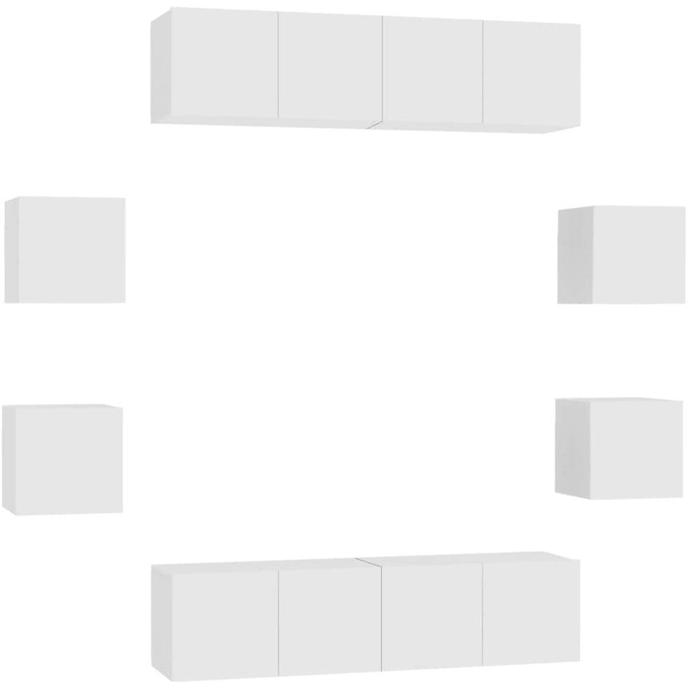 Set Mobili Porta TV 8 pz Bianco in Legno Multistrato - Foto 2