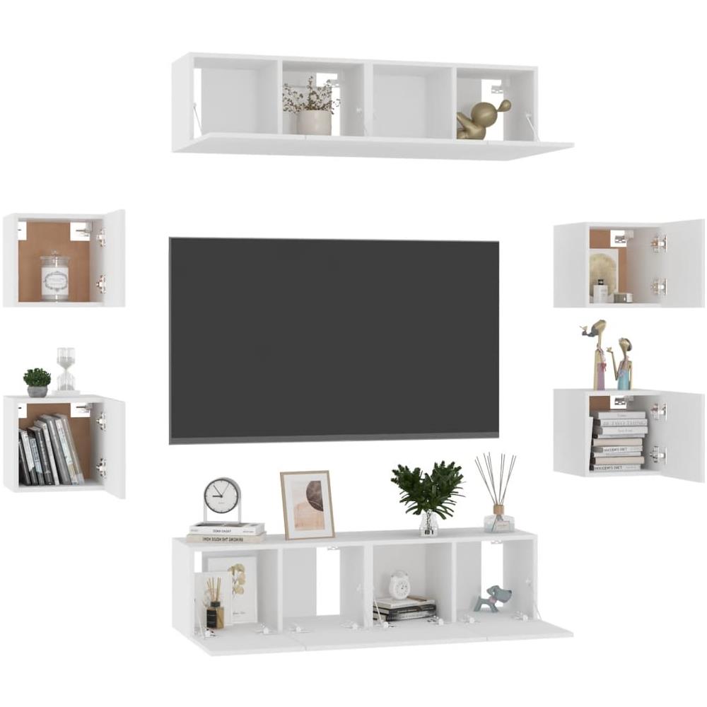 Set Mobili Porta TV 8 pz Bianco in Legno Multistrato - Foto 3