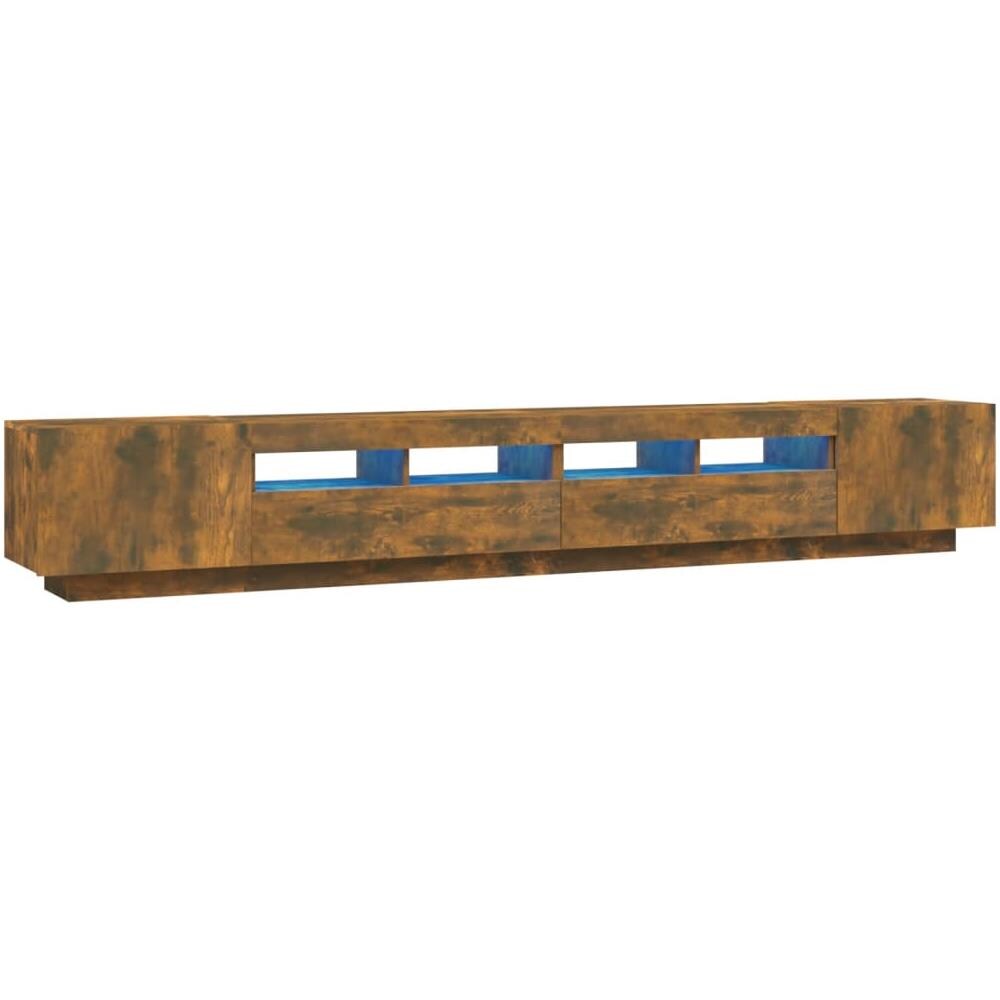 Set Mobili Tv 3pz Con Luci Led Rovere Fumo In Legno Multistrato - Foto 2