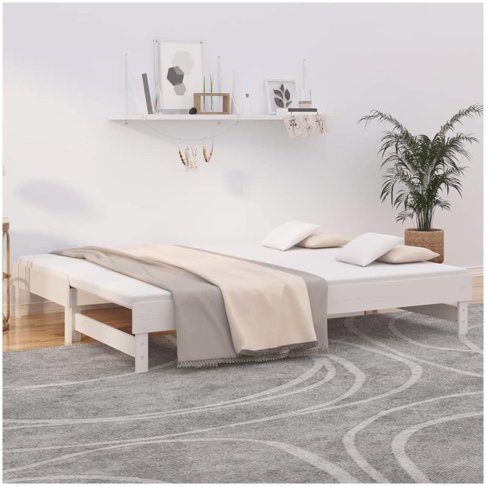 Dormeuse Estraibile Bianca 2x (100x200) cm Legno Massello Di Pino - Foto 1