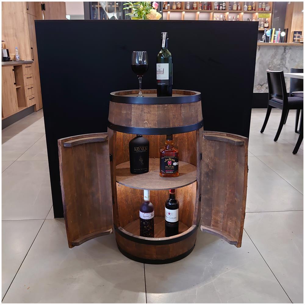 Barile Con Porta, Botte In Legno Con Luci A Led, Armadietto Per Vino In Stile Retr? , Portabottiglie In Legno, Da 80 Cm Di Altezza, Elegante Decorazione Per Il Soggiorno, Tavolo E Portabottiglie (wenge) - Foto 1