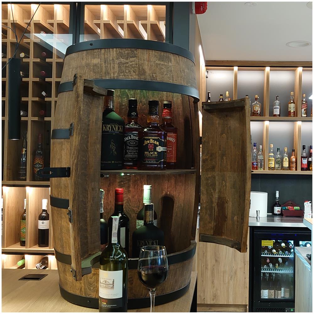 Barile Con Porta, Botte In Legno Con Luci A Led, Armadietto Per Vino In Stile Retr? , Portabottiglie In Legno, Da 80 Cm Di Altezza, Elegante Decorazione Per Il Soggiorno, Tavolo E Portabottiglie (wenge) - Foto 3