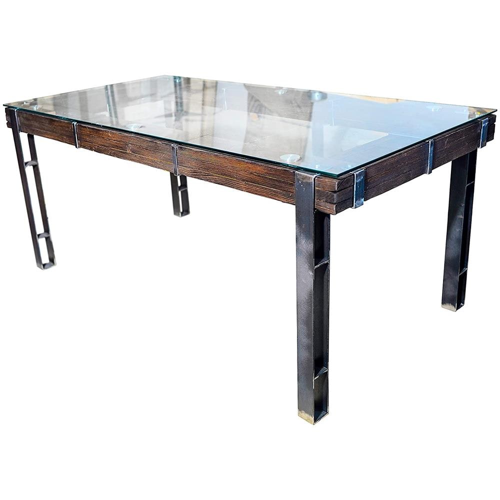 Tavolo Da Pranzo Ll (180 X 80 Cm) Lemberg Loft Vintage In Legno E Vetro E Metallo - Foto 2