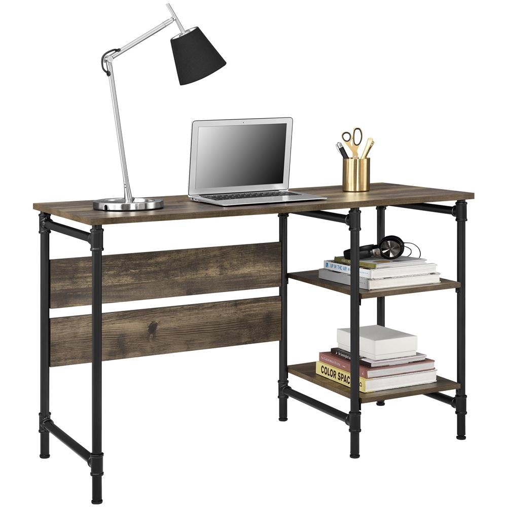 Carter Scrivania A Piedistallo Con 2 Ripiani In Truciolare Laminato Rustico - Foto 1