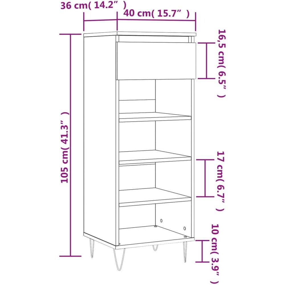 Scarpiera Bianco Lucido 40x36x105 Cm In Legno Multistrato - Foto 2