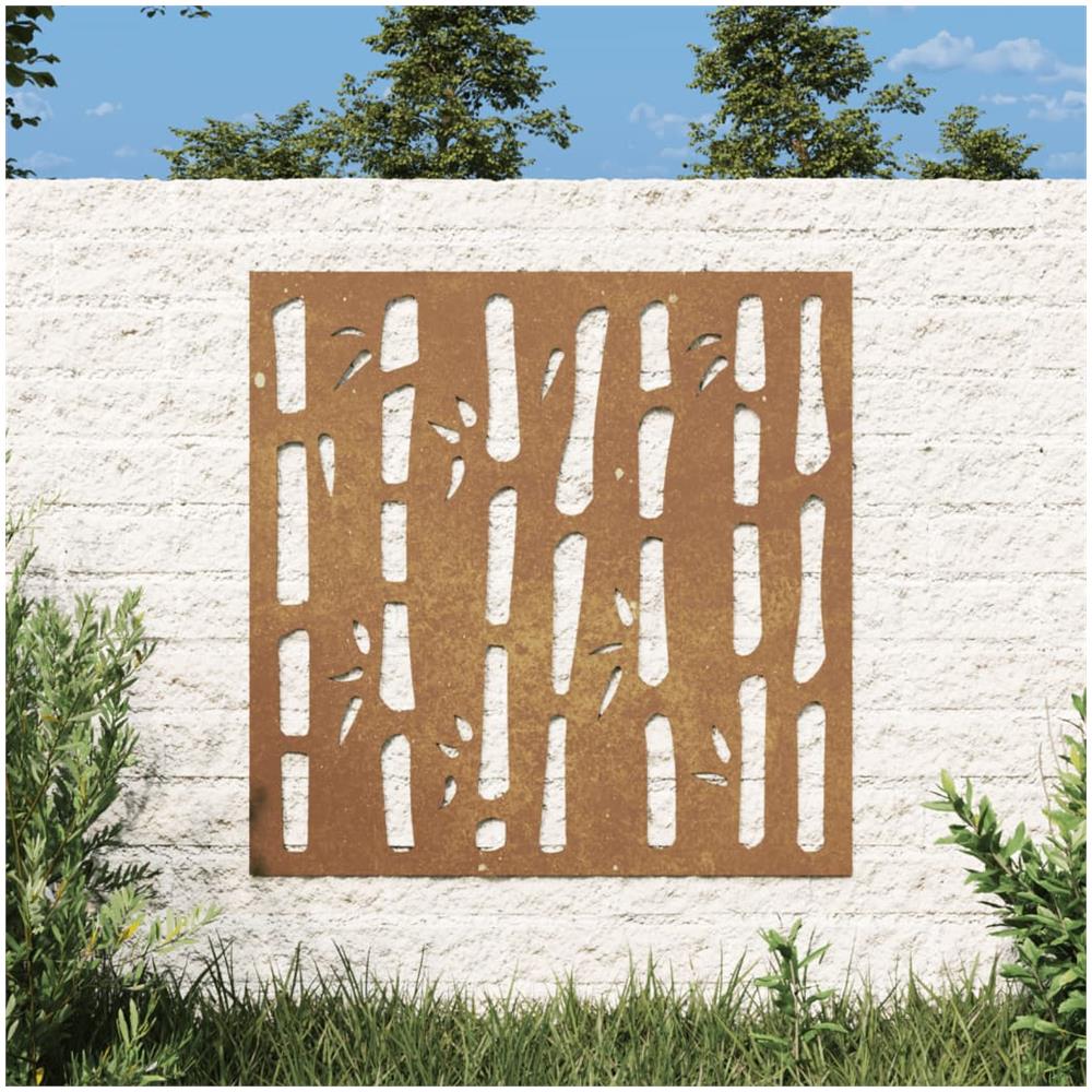 Decorazione Muro Da Giardino 55x55 Cm Bambù In Acciaio Corten - Foto 1