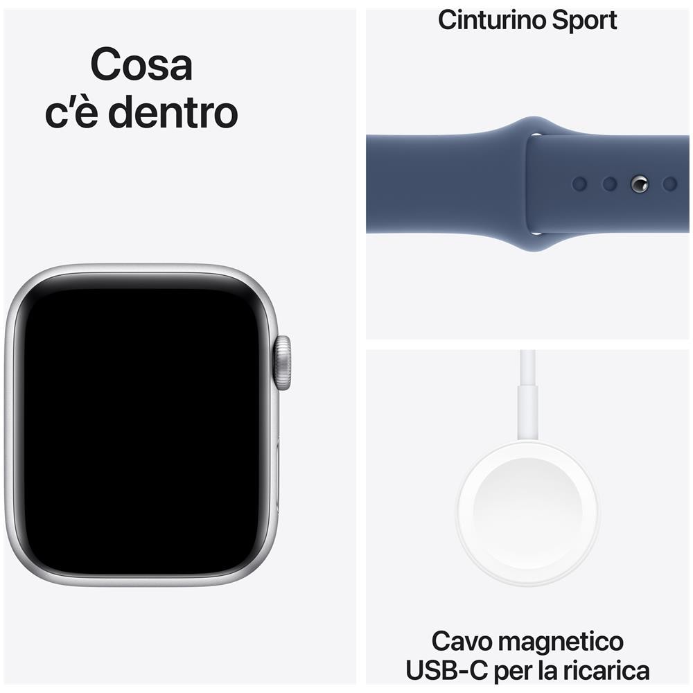 Watch SE GPS 44mm Cassa in Alluminio Color Argento con Denim Sport Band - M /L - Foto 3