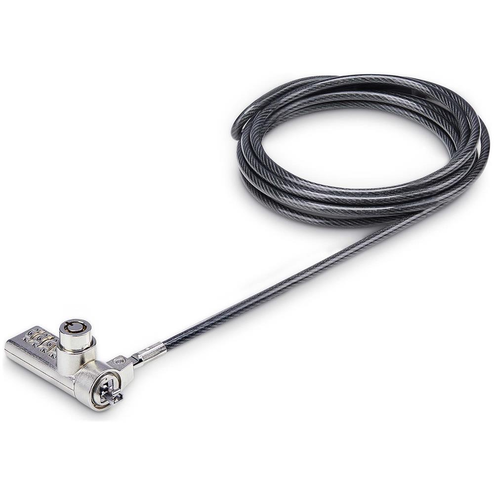 Cavo di Sicurezza per Notebook a duplice accesso da 2m, con chiave identica e a combinazione per dispositivi K-Slot, cavo d'acciaio antifurto per laptop - 10 Pezzi - Foto 1