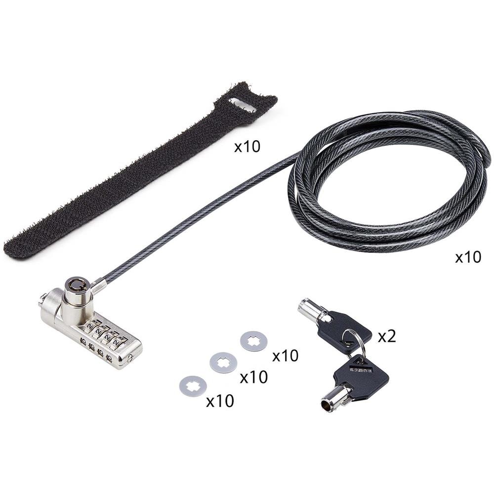 Cavo di Sicurezza per Notebook a duplice accesso da 2m, con chiave identica e a combinazione per dispositivi K-Slot, cavo d'acciaio antifurto per laptop - 10 Pezzi - Foto 10