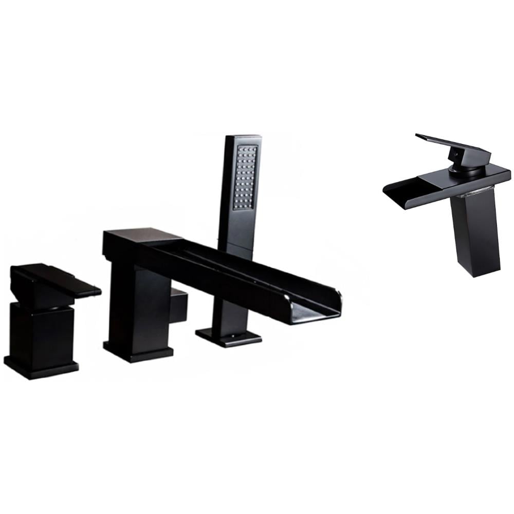 Set miscelatore per vasca e lavabo, Blackswan, tipo M32, modello nero opaco, misura 25,5 cm - Foto 1