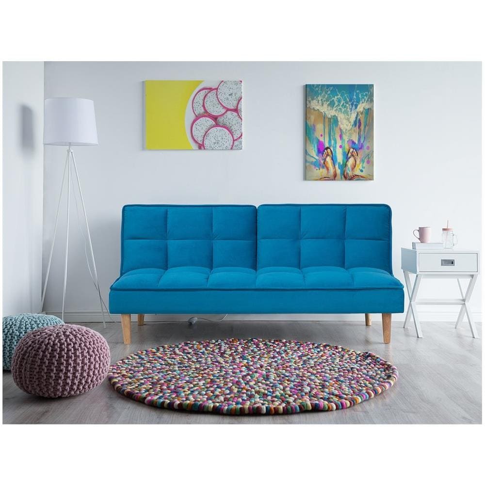 Divano Letto Moderno In Tessuto Azzurro Siljan - Foto 2