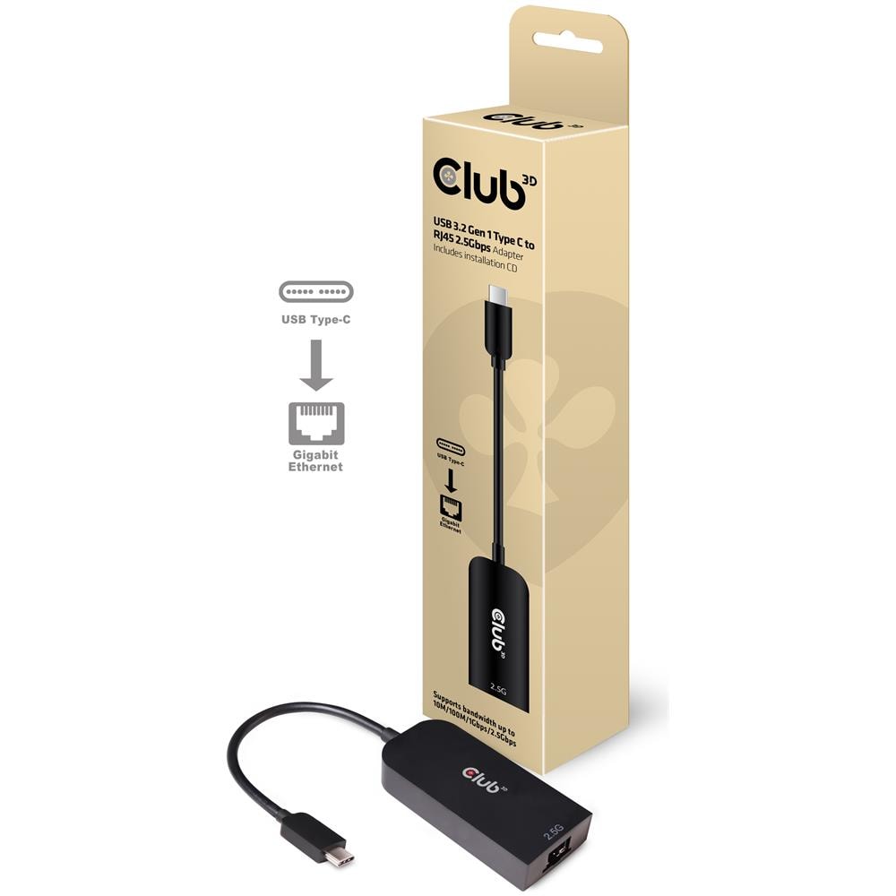 Cac-1420 Usb 3.2 Gen1 Typ C-rj45 2.5gbps Ethernet Ad Usb Typ-c Stecker Auf Rj45 Buchse Schwarz - Foto 1