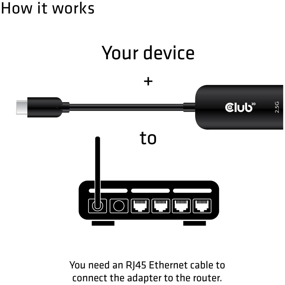 Cac-1420 Usb 3.2 Gen1 Typ C-rj45 2.5gbps Ethernet Ad Usb Typ-c Stecker Auf Rj45 Buchse Schwarz - Foto 2