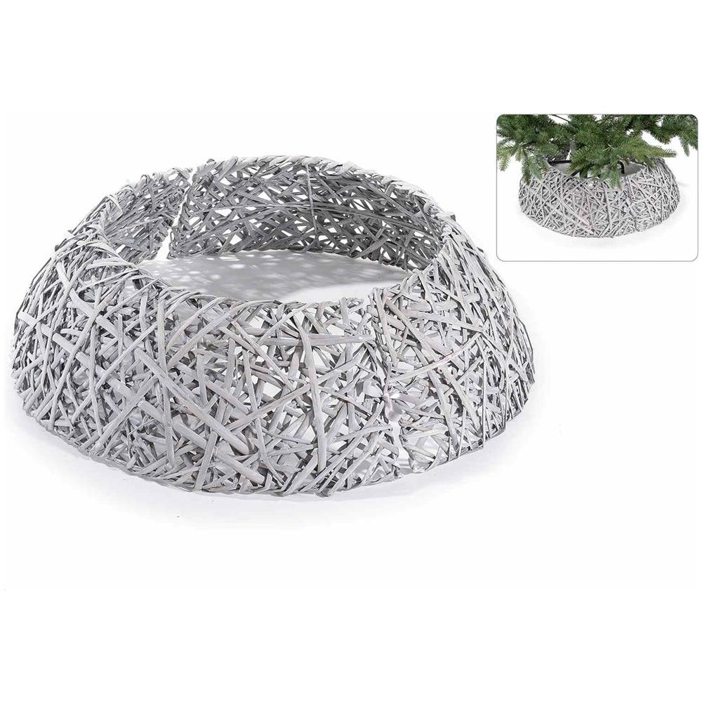 Copri Base Per Albero Di Natale In Legno Intrecciato Color Grigio Base Per Albero Di Natale - Foto 1
