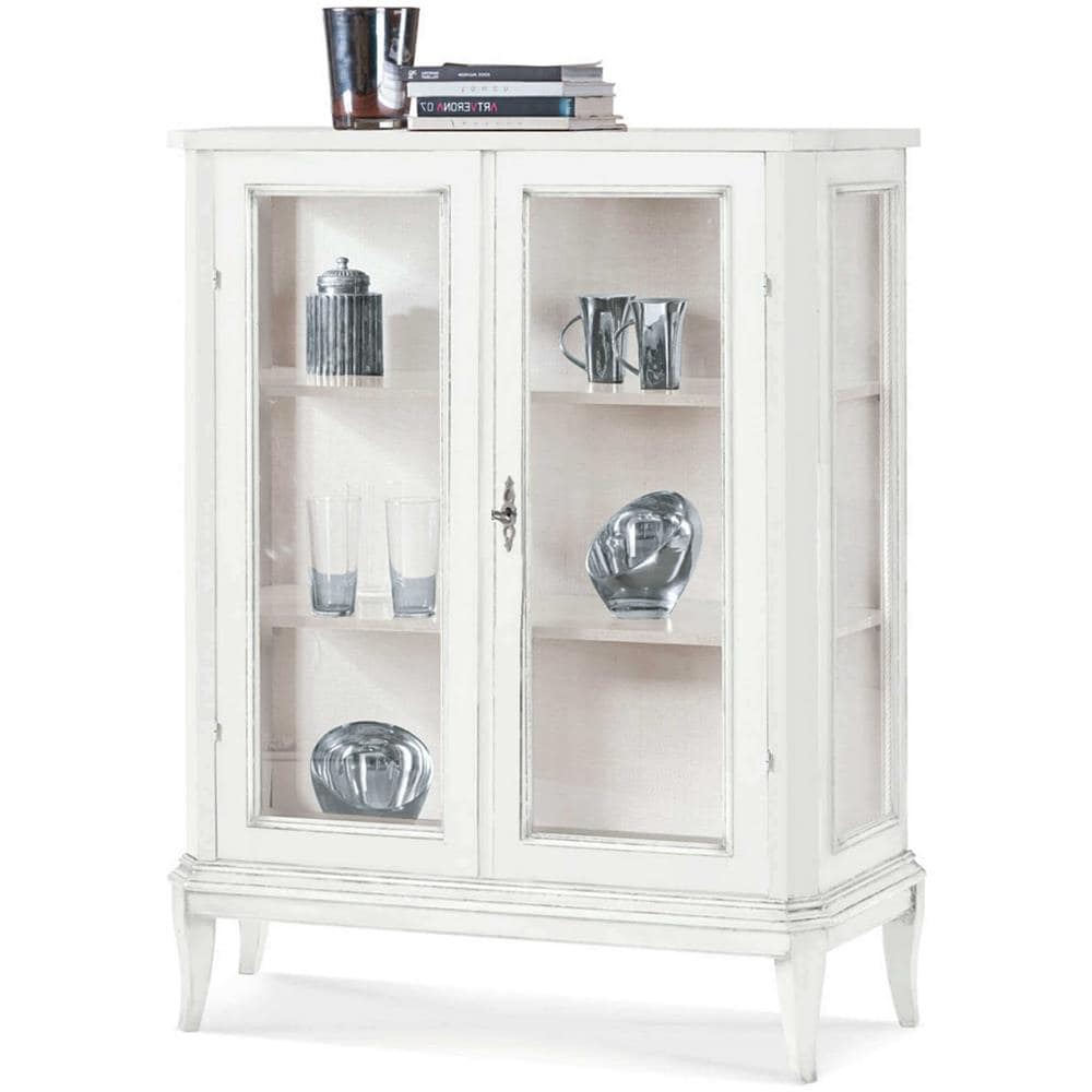 Jasmine - Credenza Con Vetrina In Legno Massello Cm 96 X 36 X 116 H - Foto 2