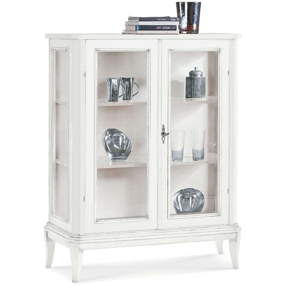 Jasmine - Credenza Con Vetrina In Legno Massello Cm 96 X 36 X 116 H - Foto 1