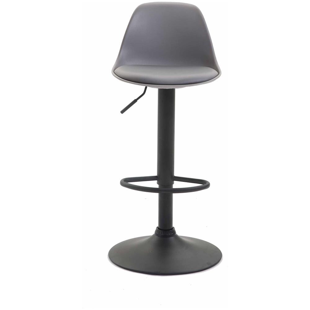 Sgabello Design Kiel in Polipropilene e Similpelle - Sgabello Cucina Girevole e Regolabile - Sgabello da Bar Imbottito e con Poggiapiedi Grigio Nero - Foto 2