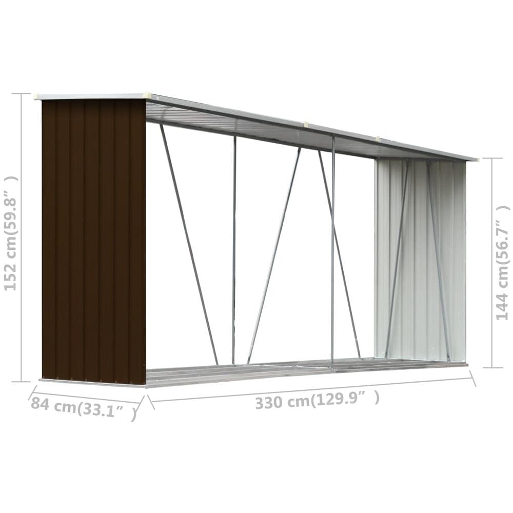Capannone da Giardino in Acciaio Zincato 330x84x152cm Marrone - Foto 8