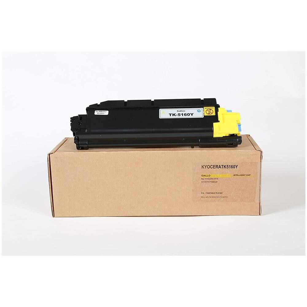 TONER COMPATIBILE - Kyocera Tk-5160y Giallo 1t02ntanl0 Per Ecosys P7040cdn Fornito Di Intelligent Chip Capacità 12000 Copie Made In Italy - Foto 1