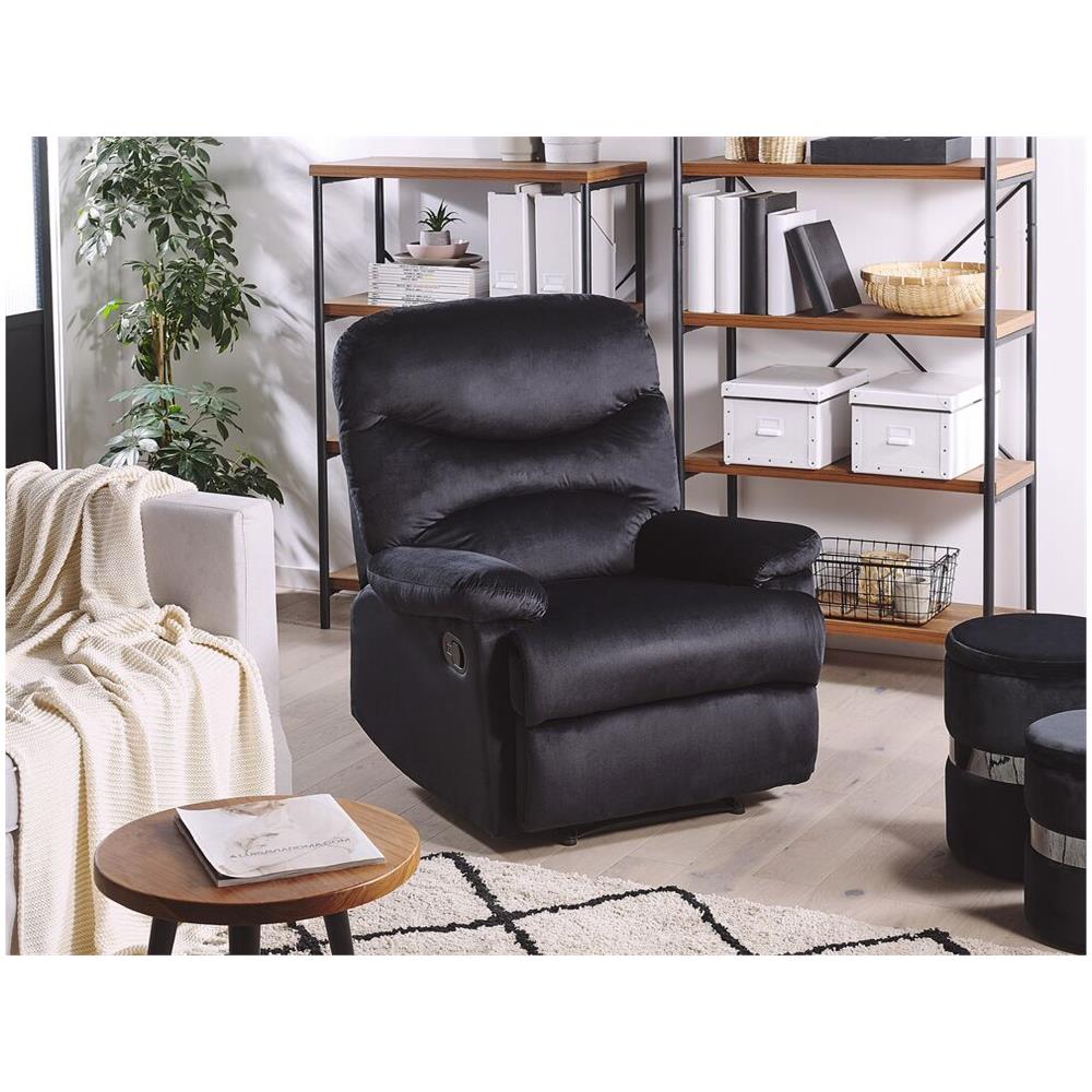 Poltrona In Velluto Nero Regolabile Manualmente Eslov - Foto 2