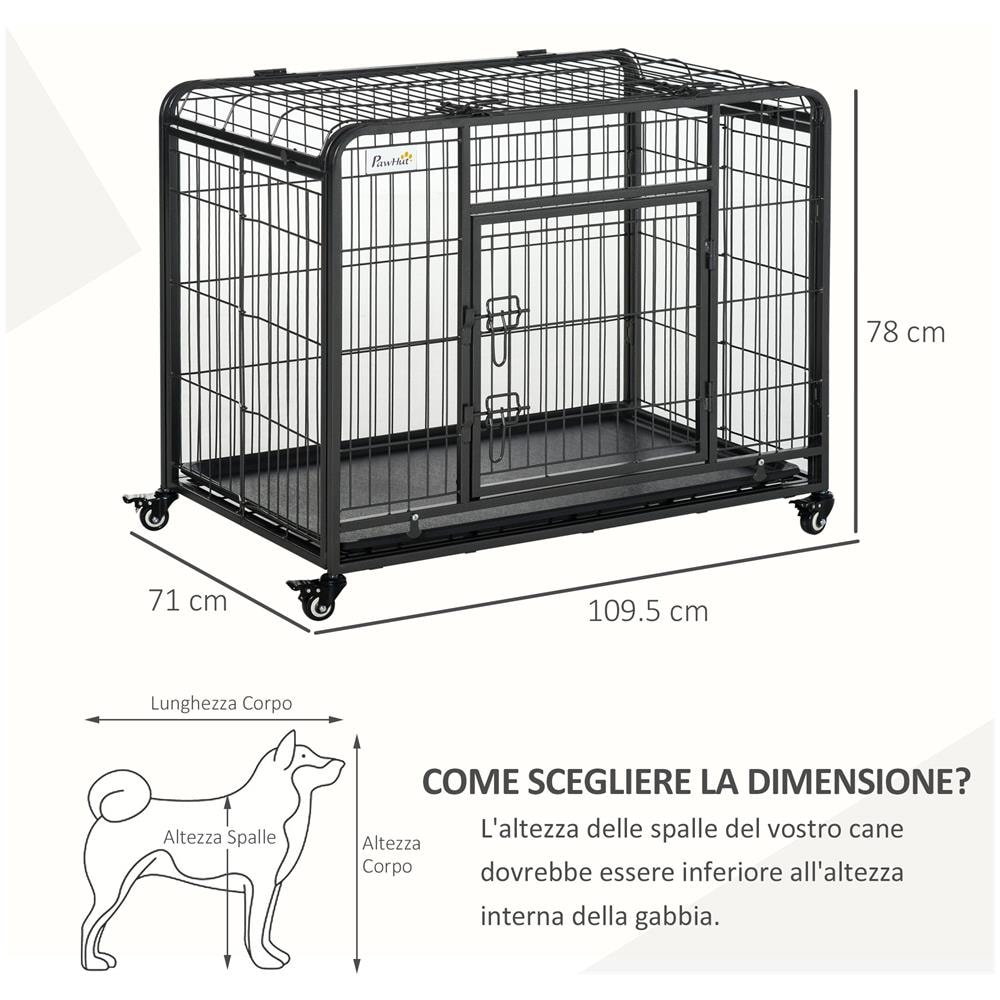 Kennel Per Cani Pieghevole Porta Con Blocco 4 Ruote Fondo Rimovibile - Foto 7