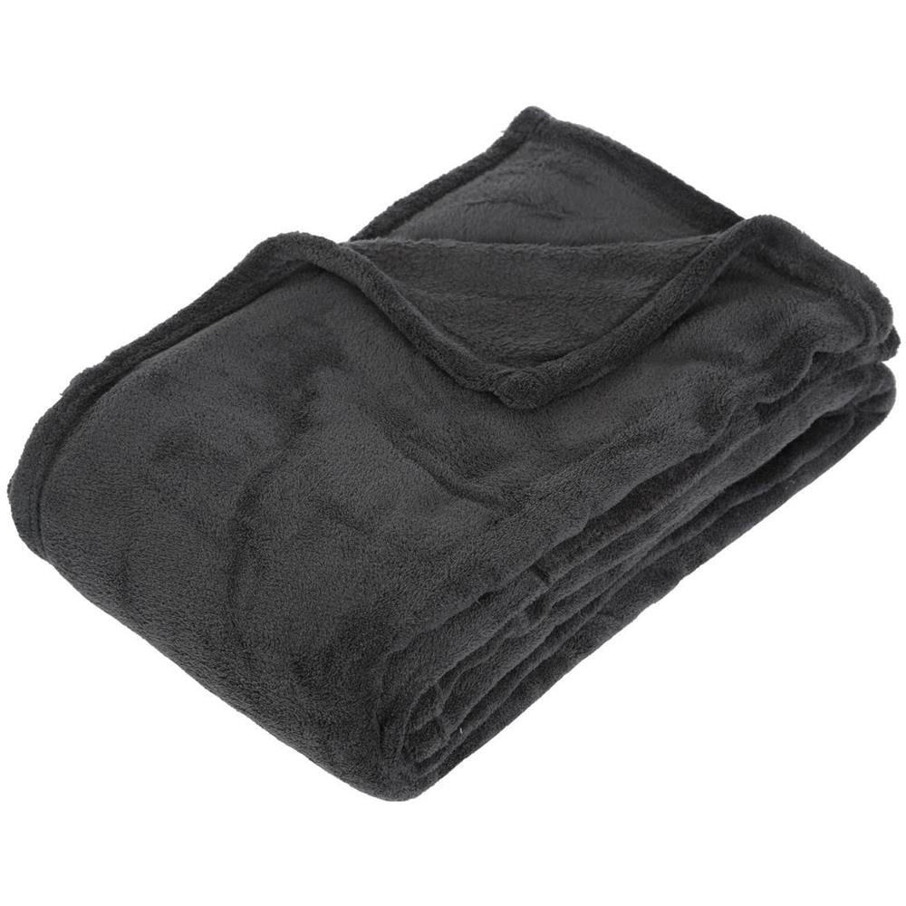 Coperta In Microfibra - 125 X 150 Cm - Grigio Scuro - Foto 2