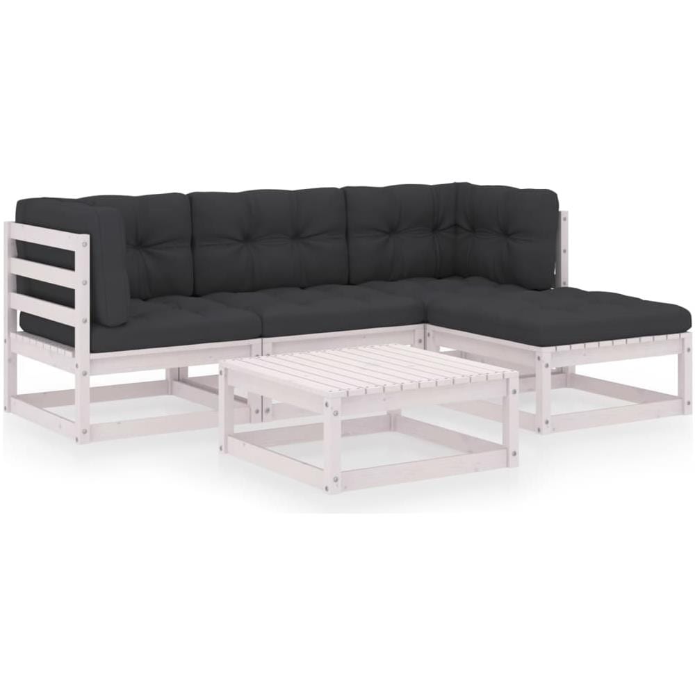 Set Divani Da Giardino 5 Pz Con Cuscini Legno Massello Di Pino - Foto 1