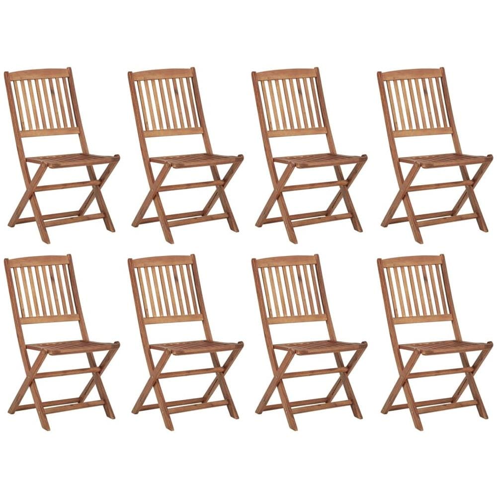 Sedie da Giardino Pieghevoli 8 pz con Cuscini Massello Acacia - Foto 2