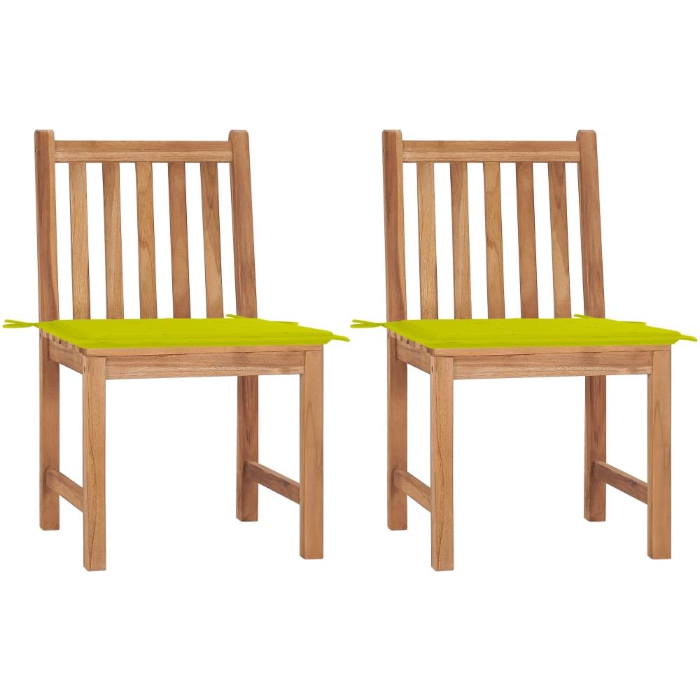 Sedie da Giardino 2 pz con Cuscini in Legno Massello di Teak - Foto 1