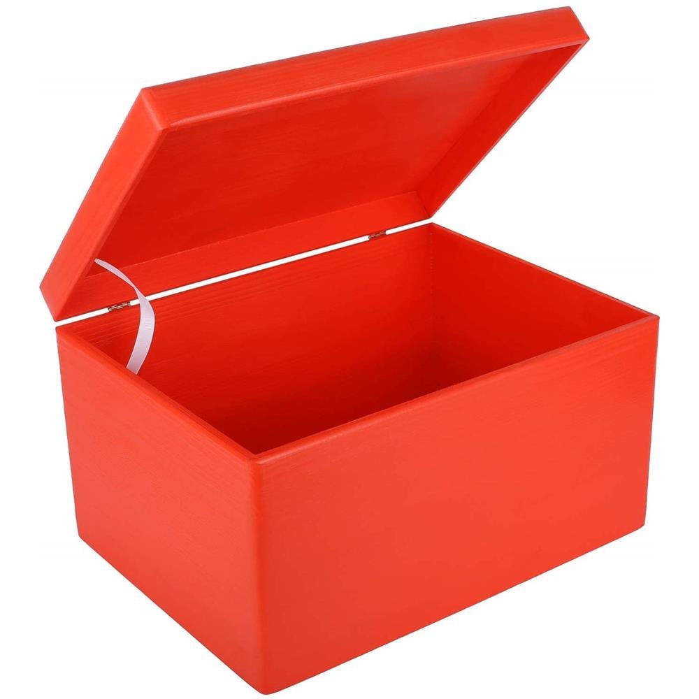 Xxl Rossa Grande Scatola Di Legno Giocattolo Scatola Di Stoccaggio | 40 X 30 X 24 Cm (+ / - 1) | Con Coperchio Per Decorare | Senza Maniglie | Perfetto Per Documenti, Oggetti Di Valore - Foto 5
