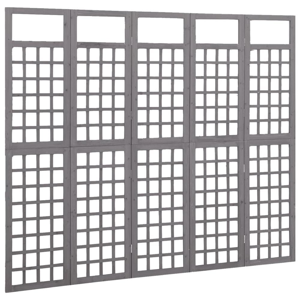 Divisorio a 5 Pannelli in Legno di Abete Grigio 201,5x180 cm - Foto 3