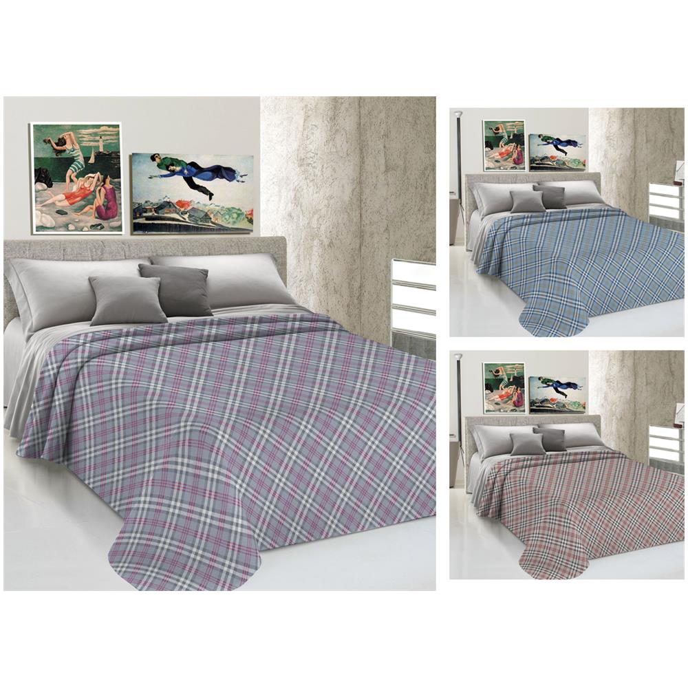 Copriletto Piquet Primavera Estate 100% Cotone Disegno Scotty Scozzese Singolo Beige - Foto 1