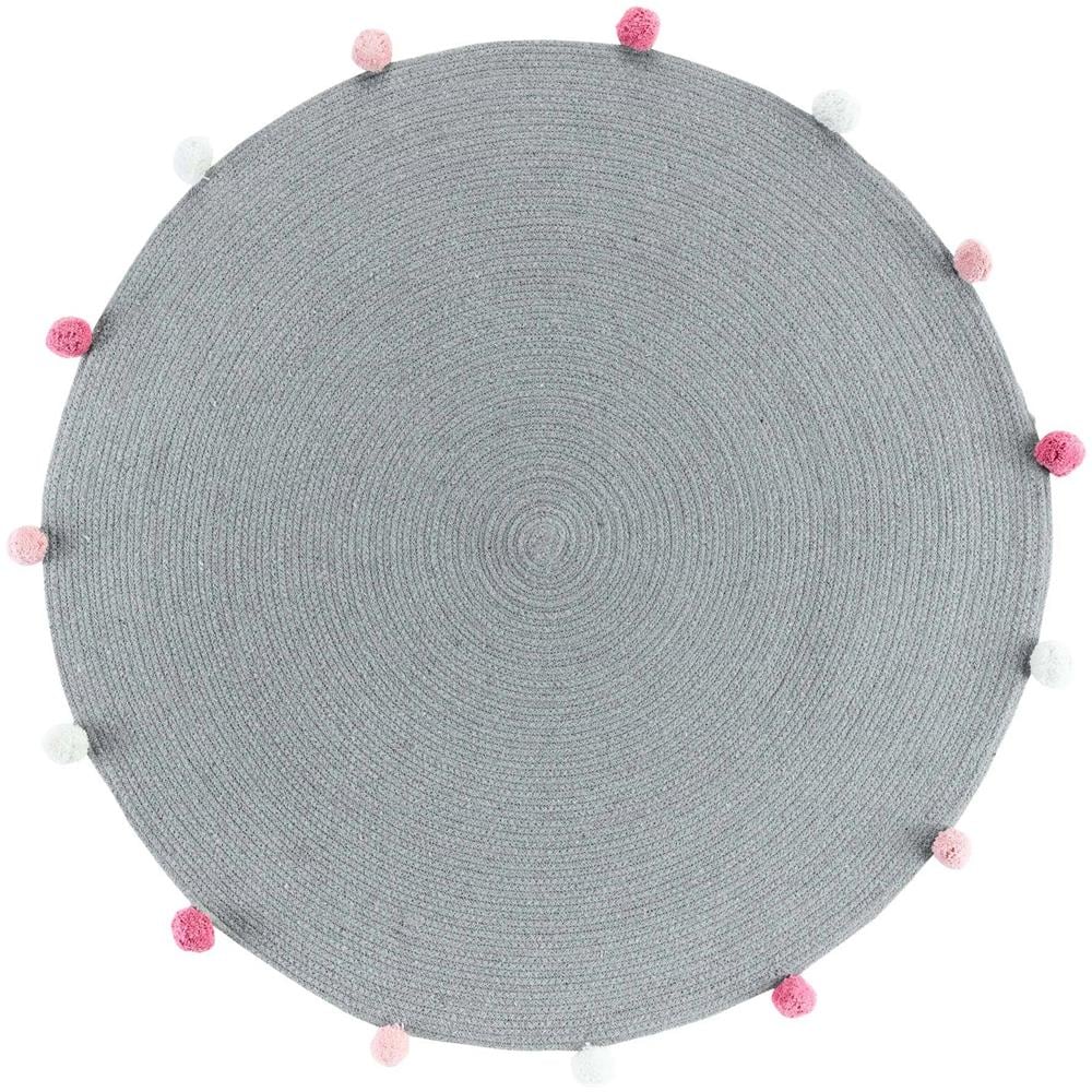 Tappeto Rotondo Con Pompon Pompomparty, Ø 90 Cm - Foto 1