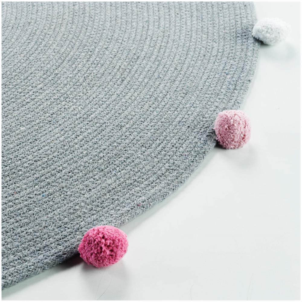Tappeto Rotondo Con Pompon Pompomparty, Ø 90 Cm - Foto 2